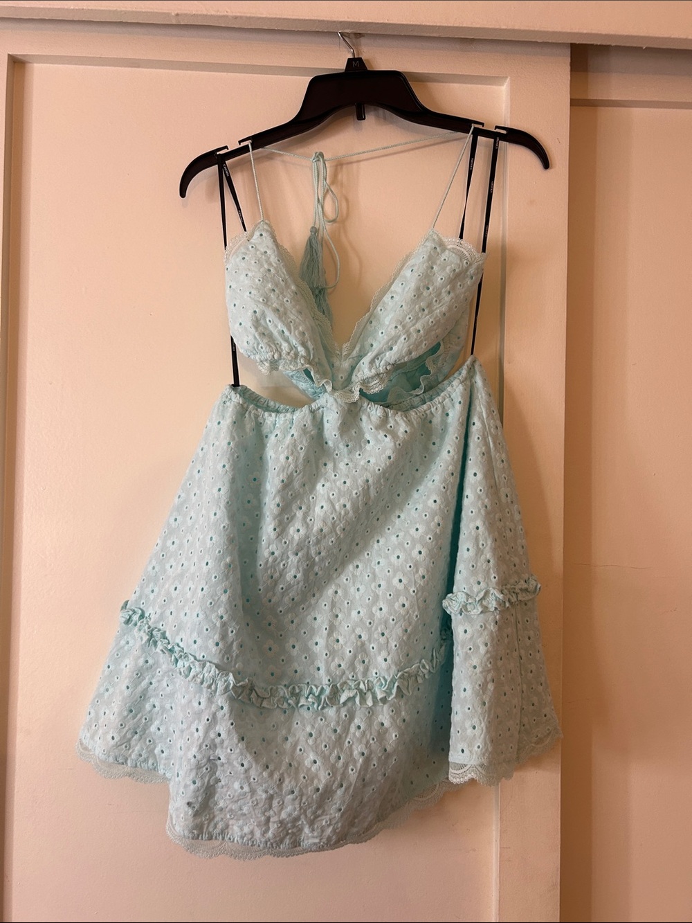 Forever 21 Light Blue Eyelet Cutout Sundress